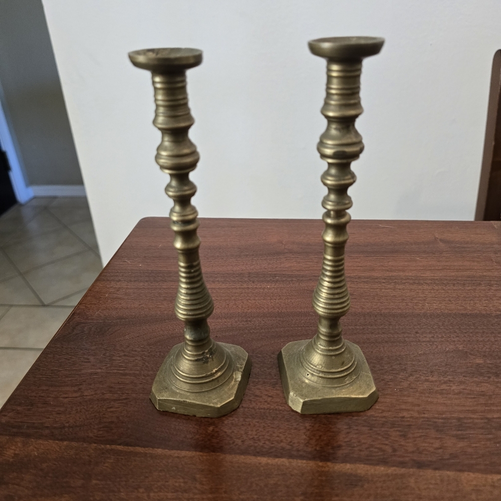 Elegant Brass Candlestick Holders Set Of 2 Vintage